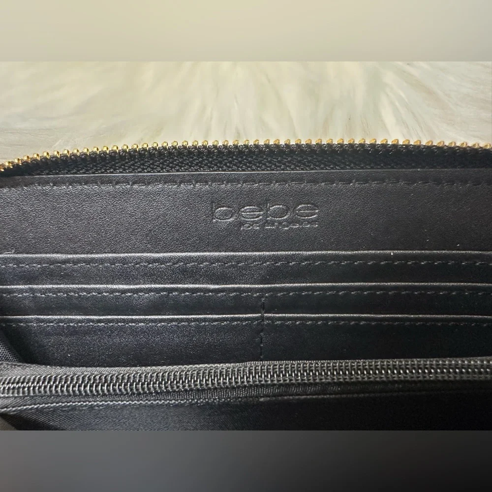 Bebe Elegant Black Wallet with Gold Accent
